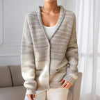 Pull Femme à Col V Color Block Manches Longues