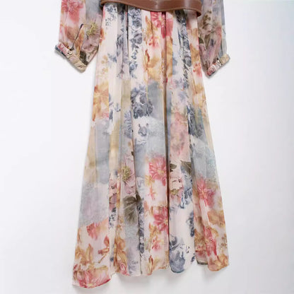 Robe Fleurie à Manches Longues Élégance Bohème