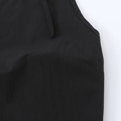 Robe Midi Noire à Bretelles à Nouer Coupe Évasée