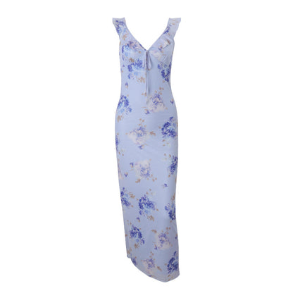 Robe Longue Fleurie à Volants Silhouette Fluide