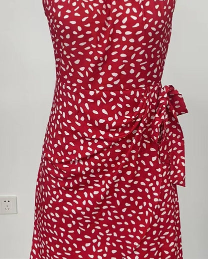 Robe Midi à Col Halter Fluide et Imprimé