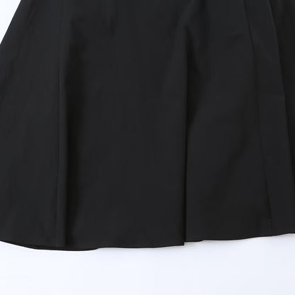 Robe Midi Noire à Bretelles à Nouer Coupe Évasée