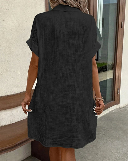 Robe Chemise Tunique Ample à Boutons et Poches