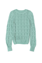 Pull en Maille Ajourée Pointelle Col Rond, Manches Longues