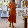Robe Chemise Midi à Boutons Col Classique