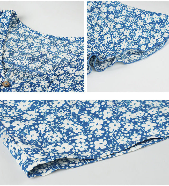 Robe Longue Fleurie à Manches Volantées