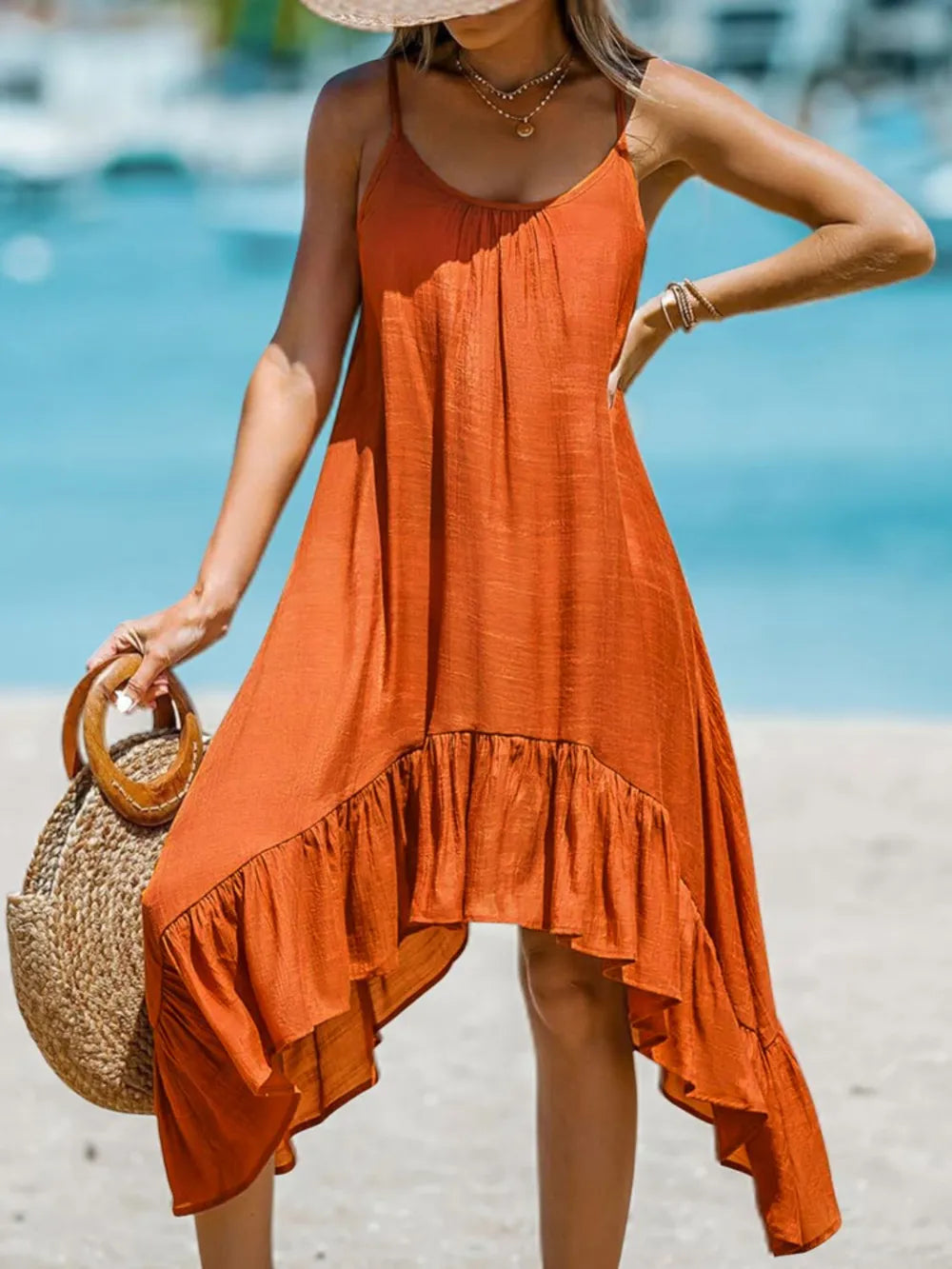Robe Longue Asymétrique à Volants Esprit Estival
