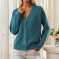 Gilet en Maille Torsadée à Col V Boutonné