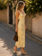 Robe Longue Fleurie à Volants Silhouette Fluide