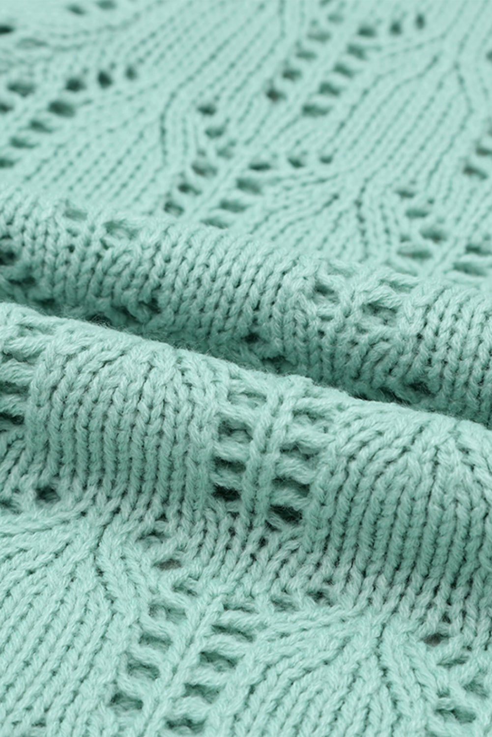 Pull en Maille Ajourée Pointelle Col Rond, Manches Longues