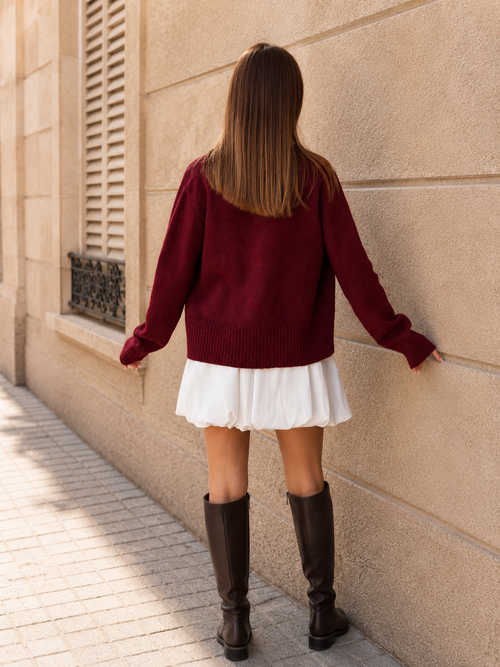 Cardigan en Maille Douce à Boutons Colorés Col Rond