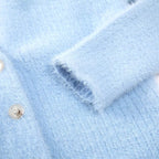 Gilet Court en Maille Douce et Duveteuse Col V et Manches Longues