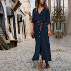 Robe Chemise Midi à Boutons Col Classique