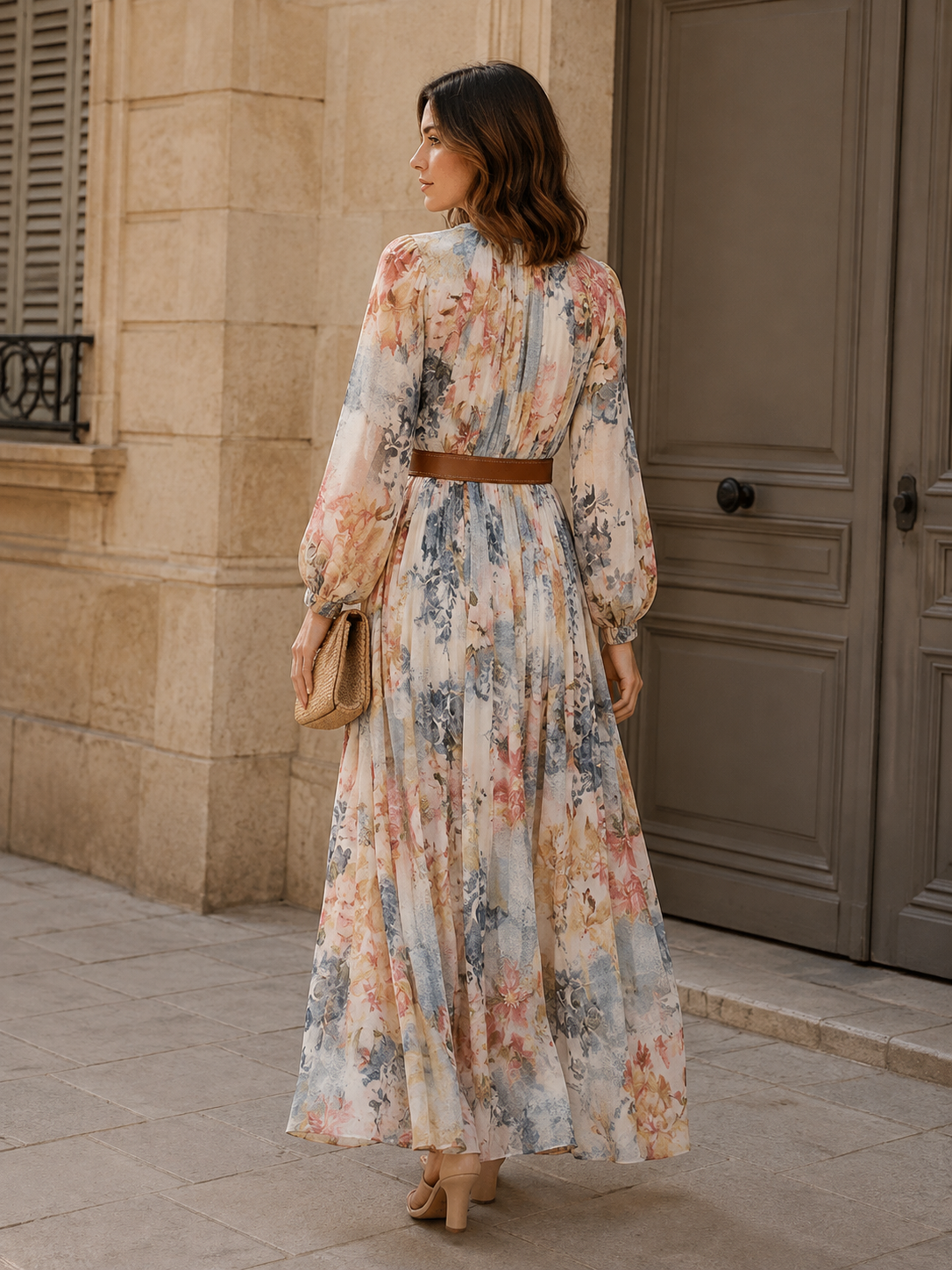 Robe Fleurie à Manches Longues Élégance Bohème
