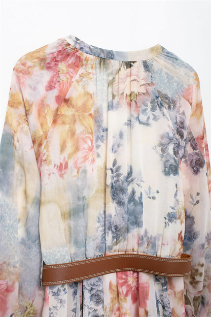 Robe Fleurie à Manches Longues Élégance Bohème