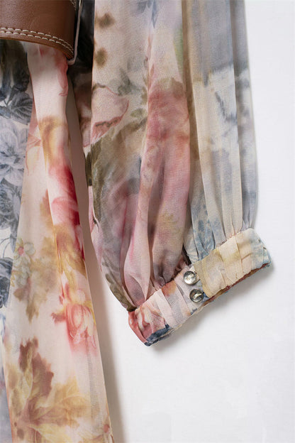 Robe Fleurie à Manches Longues Élégance Bohème