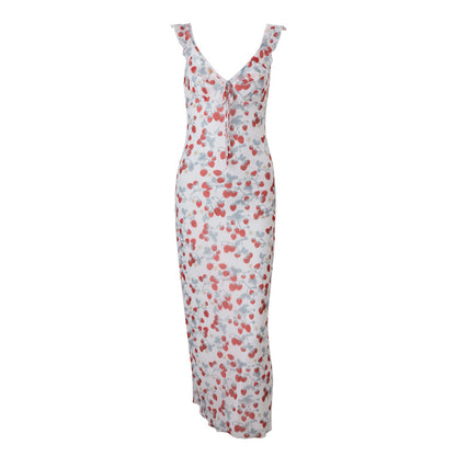 Robe Longue Fleurie à Volants Silhouette Fluide