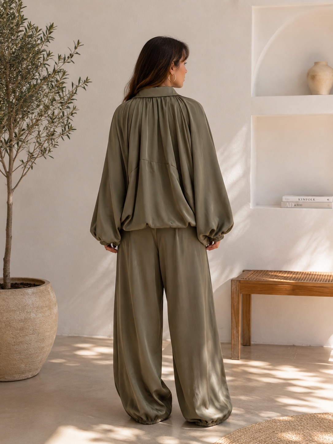 Ensemble Femme Chemisier Fluide et Pantalon Large