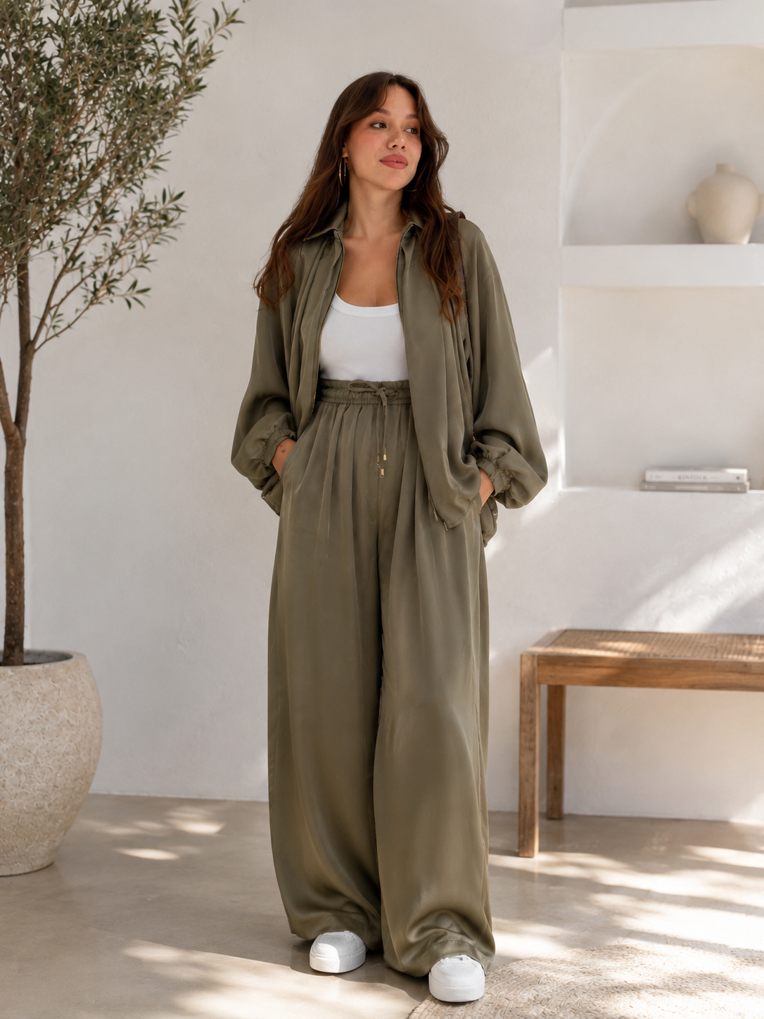 Ensemble Femme Chemisier Fluide et Pantalon Large