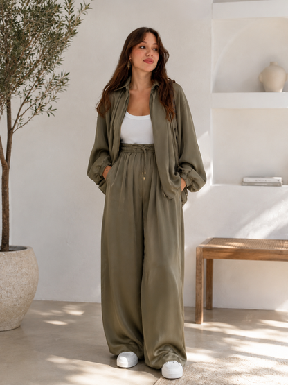 Ensemble Femme Chemisier Fluide et Pantalon Large