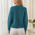 Gilet en Maille Torsadée à Col V Boutonné
