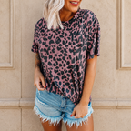 T-Shirt Femme Imprimé Léopard Coupe Ample